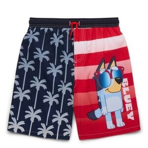 Bluey Size 6/7 Kids' Red and Navy Swim Shorts